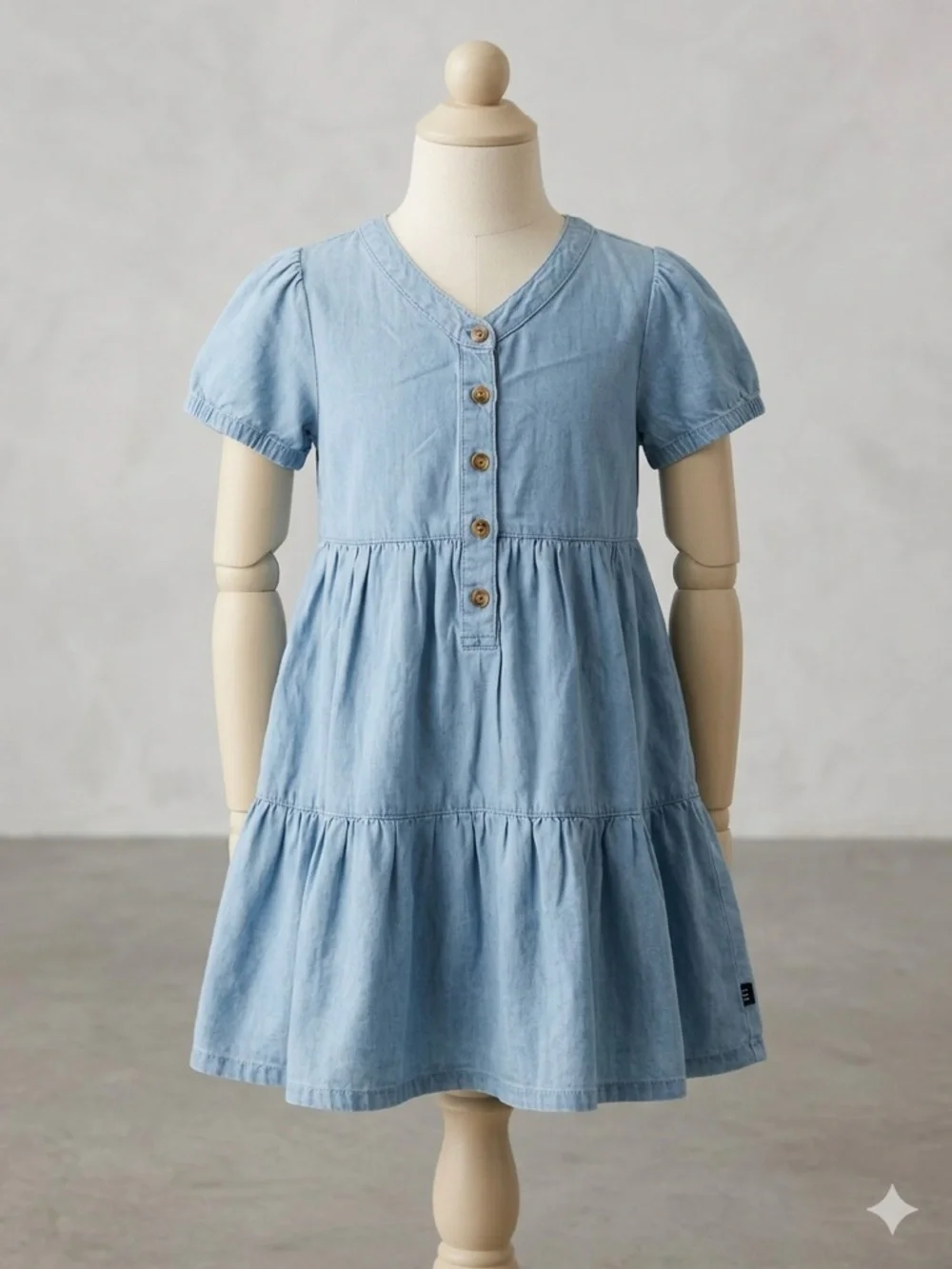 Gap Kids Girls NWT Chambray Tiered Woven Dress XS 4 5 Blue Cottagecore Easter⁠